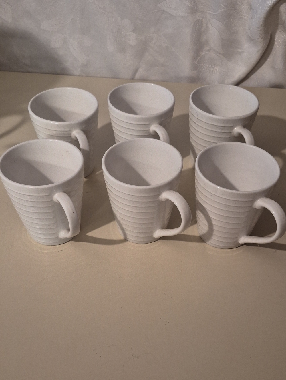 Sonoma Life+Style Horizon White Ribbed Ceramic Mugs - Set of 6